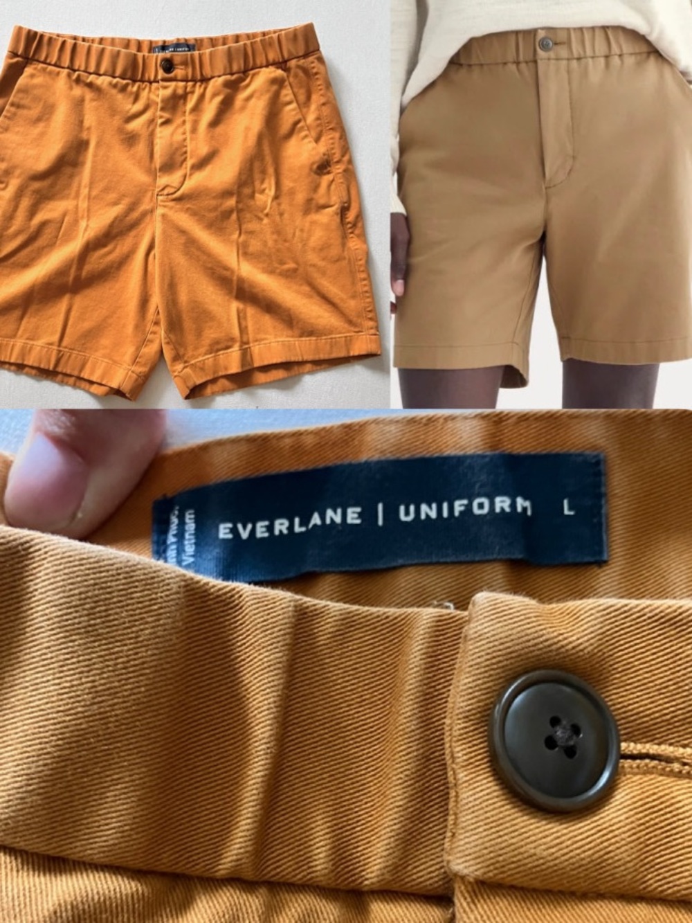 Everlane Uniform Flat-Front Shorts in Golden Tan